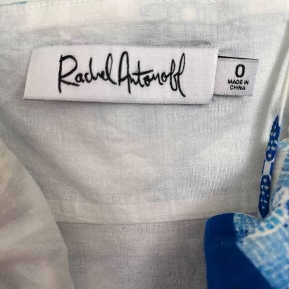 Rachel Antonoff Gwen Seafood Tower Print Mini Dress Blue Check Gingham Floral 0 - Picture 2 of 7